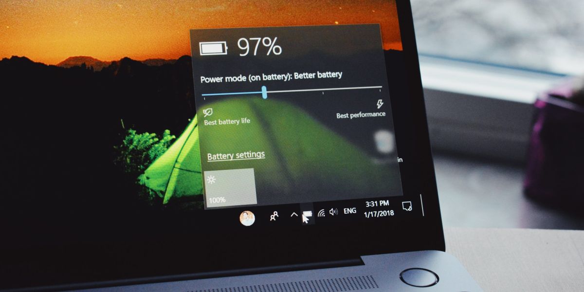 turn-on laptop displaying 97 percent battery